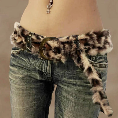 Leopard Print Fur Belt