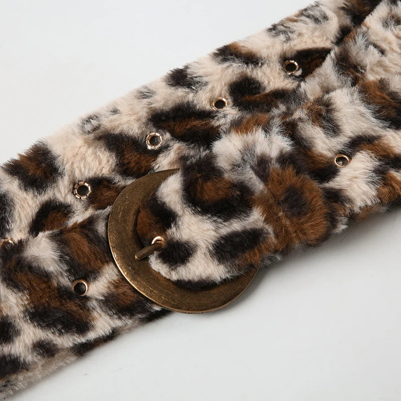 Leopard Print Fur Belt