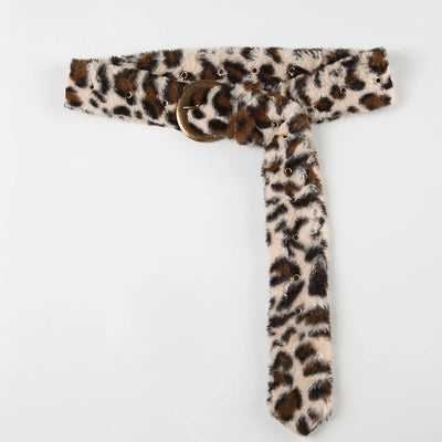 Leopard Print Fur Belt