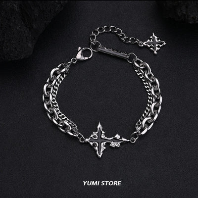 Flame Cross Bracelet Titanium Steel