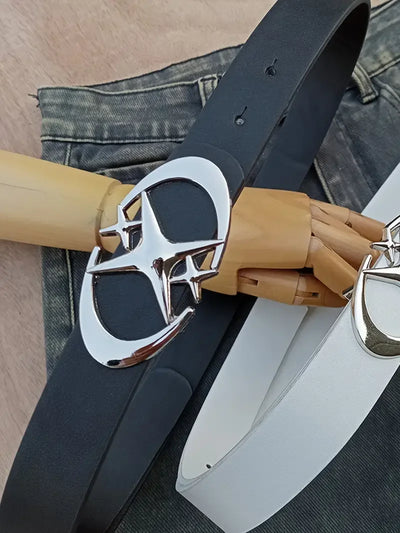 Oval Cross Metal Buckle Belt