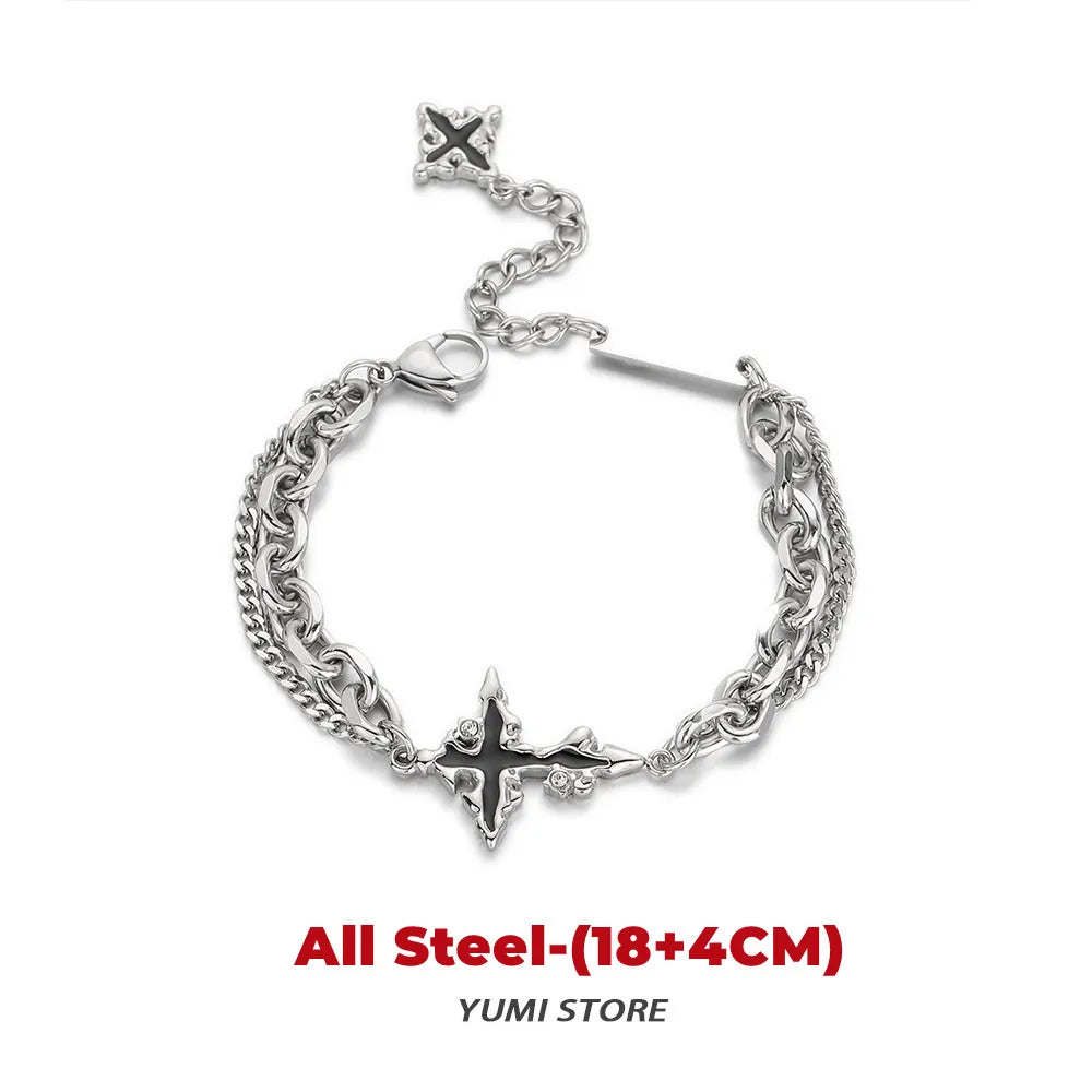 Flame Cross Bracelet Titanium Steel