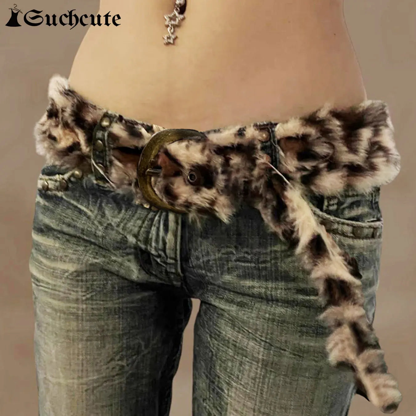 Leopard Print Fur Belt