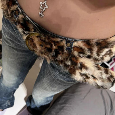 Leopard Print Fur Belt