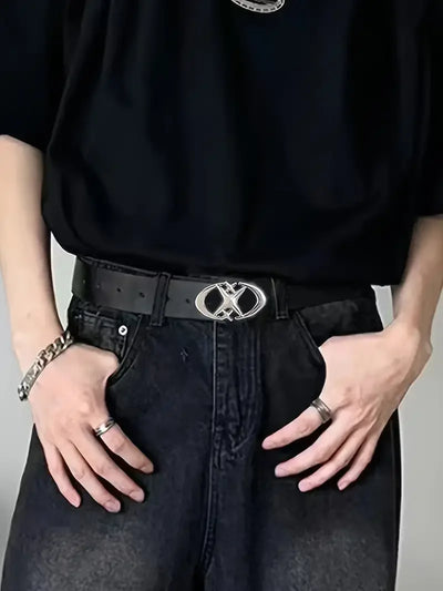 Oval Cross Metal Buckle Belt