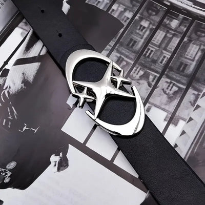 Oval Cross Metal Buckle Belt